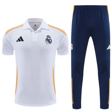 25-26 Real Madrid White POLO Training Kits Football Tracksuits