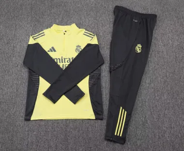 25-26 Real Madrid Training Kits Long Yellow Football Tracksuits