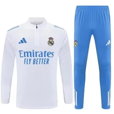 25-26 Real Madrid Training Kits Long White Football Tracksuits