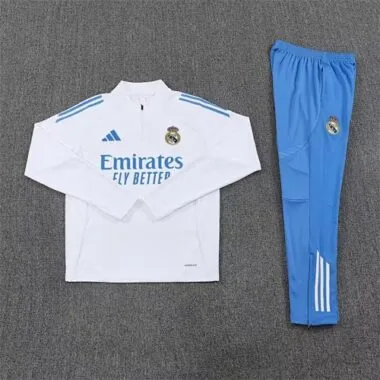 25-26 Real Madrid Training Kits Long White Football Tracksuits