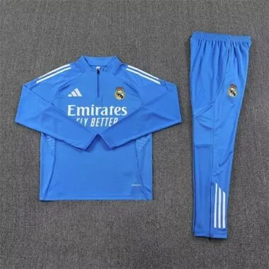 25-26 Real Madrid Training Kits Long Blue Football Tracksuits