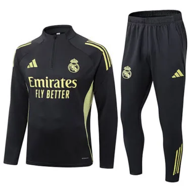 25-26 Real Madrid Training Kits Long Black Football Tracksuits