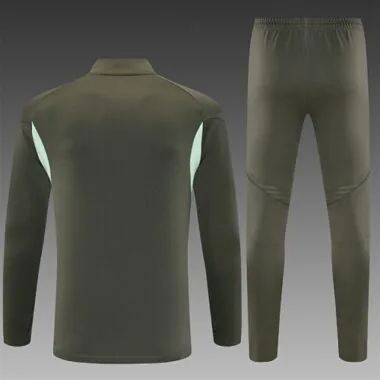 25-26 Real Madrid Training Kits Long Army Green Football Tracksuits