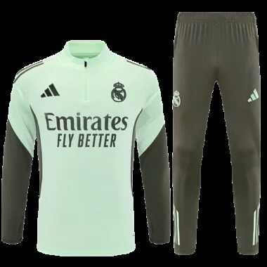 25-26 Real Madrid Training Kits Light Green Long Football Tracksuits