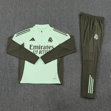 25-26 Real Madrid Training Kits Light Green Long Football Tracksuits