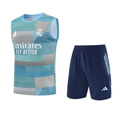 25-26 Real Madrid Training Kits Light Blue Football Vest Suits