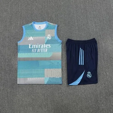 25-26 Real Madrid Training Kits Light Blue Football Vest Suits