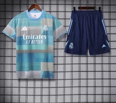 25-26 Real Madrid Training Kits Light Blue Football Tracksuits