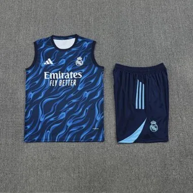 25-26 Real Madrid Training Kits Blue Football Vest Suits