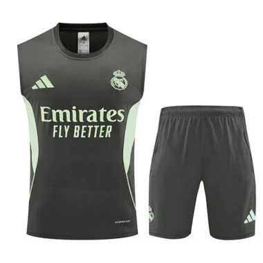25-26 Real Madrid Training Kits Army Green Football Vest Suits