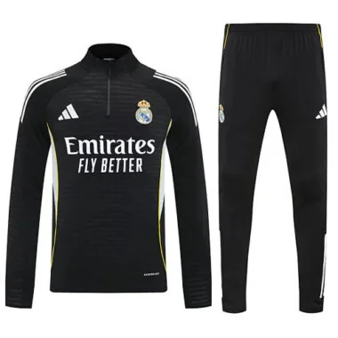 25-26 Real Madrid Training Black Kits Long Football Tracksuits