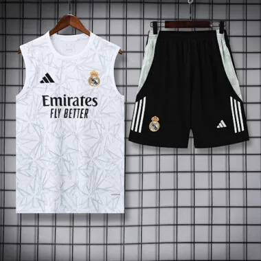 25-26 Real Madrid Pre-Match White Training Kits Football Tracksuits