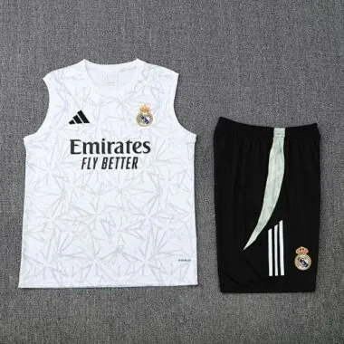 25-26 Real Madrid Pre-Match White Training Kits Football Tracksuits