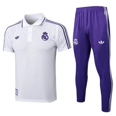 25-26 Real Madrid Polo White Training Kits Football Tracksuits