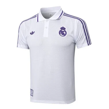 25-26 Real Madrid Polo White Training Kits Football Tracksuits