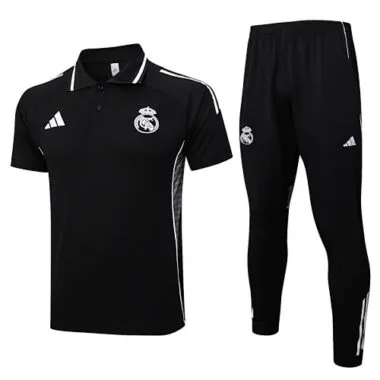 25-26 Real Madrid Polo Black Training Kits Football Tracksuits