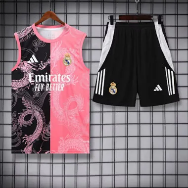 25-26 Real Madrid Pink&amp;Black Dragon Training Kits Football Tracksuits