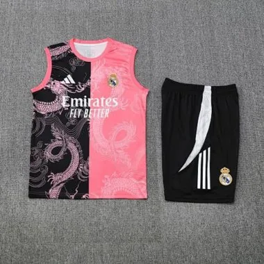 25-26 Real Madrid Pink&amp;Black Dragon Training Kits Football Tracksuits