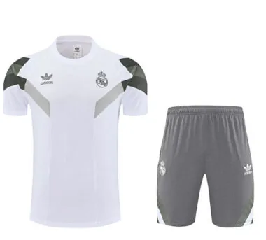 25-26 Real Madrid Original White Training Kits Football Tracksuits