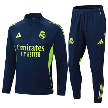 25-26 Real Madrid Navy&amp;Green Training Kits Long Football Tracksuits