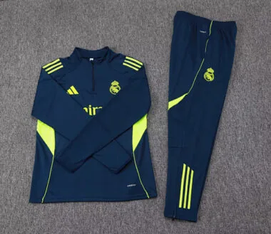 25-26 Real Madrid Navy&amp;Green Training Kits Long Football Tracksuits