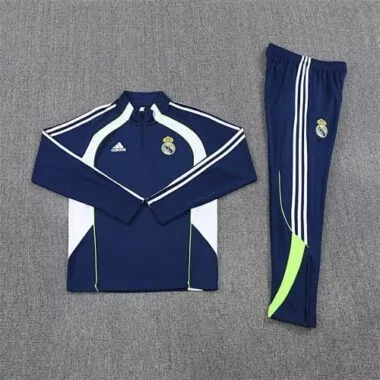 25-26 Real Madrid Navy Training Kits Long Half-Zip Football Tracksuits