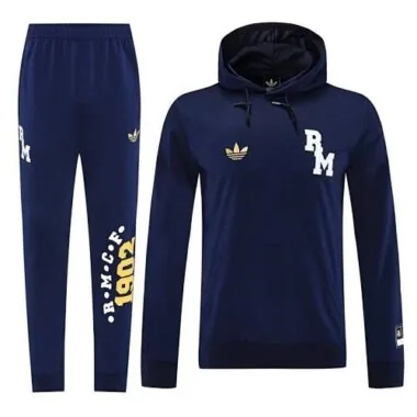 25-26 Real Madrid Navy Hoodies Tracksuit Long Jacket Suits