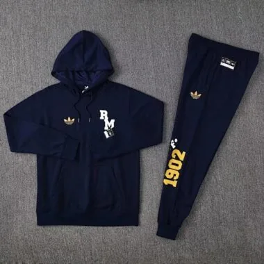 25-26 Real Madrid Navy Hoodies Tracksuit Long Jacket Suits