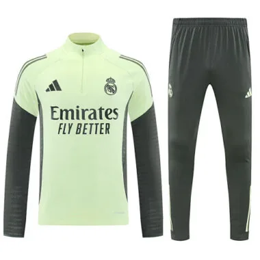 25-26 Real Madrid Light Green Training Kits Long Football Tracksuits