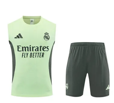 25-26 Real Madrid Light Green Training Kits Football Vest Suits