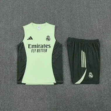 25-26 Real Madrid Light Green Training Kits Football Vest Suits
