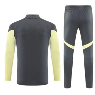 25-26 Real Madrid Grey&amp;Yellow Training Kits Long Football Tracksuits