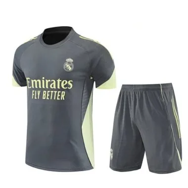 25-26 Real Madrid Grey&amp;Green Training Kits Football Tracksuits