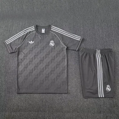 25-26 Real Madrid Grey Training Kits Football Tracksuits