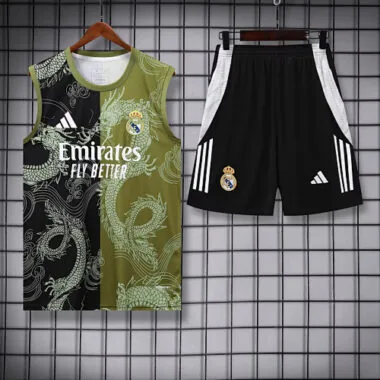 25-26 Real Madrid Green&amp;Black Dragon Training Kits Football Tracksuits