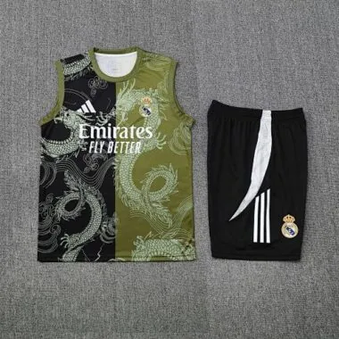 25-26 Real Madrid Green&amp;Black Dragon Training Kits Football Tracksuits
