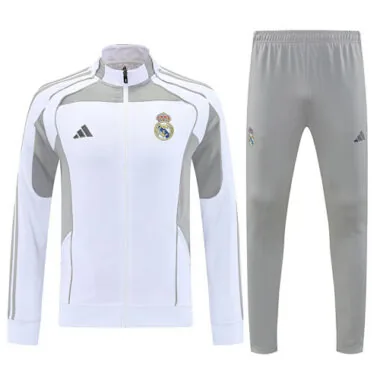 25-26 Real Madrid Football Tracksuits White Long Jacket Suits