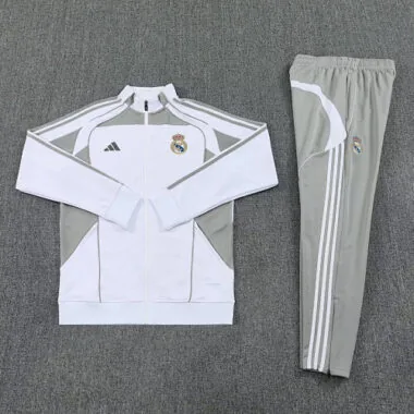 25-26 Real Madrid Football Tracksuits White Long Jacket Suits