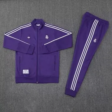 25-26 Real Madrid Football Tracksuit Purple Long Jacket Suits