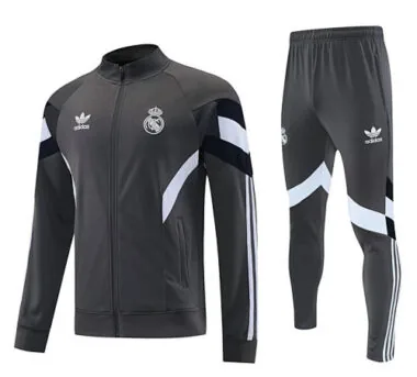25-26 Real Madrid Deep Grey Tracksuit Long Jacket Suits