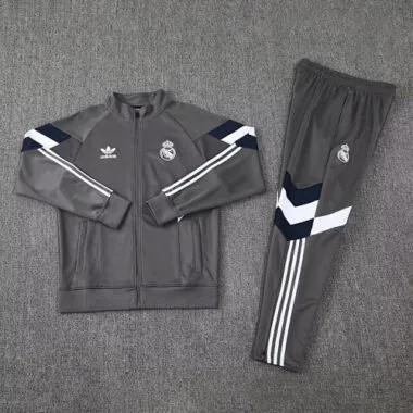 25-26 Real Madrid Deep Grey Tracksuit Long Jacket Suits