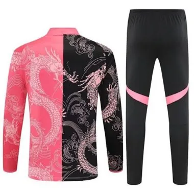 25-26 Real Madrid Black&amp;Pink Dragon Training Kits Long Football Tracksuits