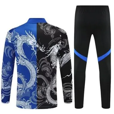 25-26 Real Madrid Black&amp;Blue Dragon Training Kits Long Football Tracksuits