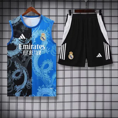 25-26 Real Madrid Black&amp;Blue Dragon Training Kits Football Tracksuits
