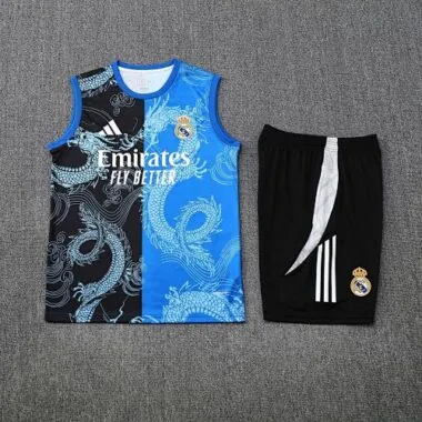 25-26 Real Madrid Black&amp;Blue Dragon Training Kits Football Tracksuits