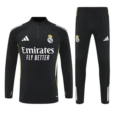 25-26 Real Madrid Black Training Kits Long Football Tracksuits