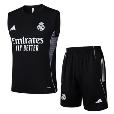 25-26 Real Madrid Black Training Kits Football Vest Suits