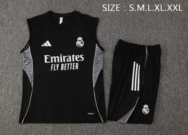 25-26 Real Madrid Black Training Kits Football Vest Suits
