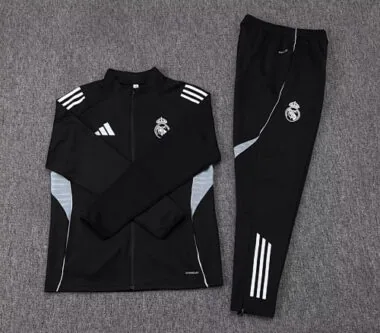 25-26 Real Madrid Black Football Tracksuits Long Jacket Suits