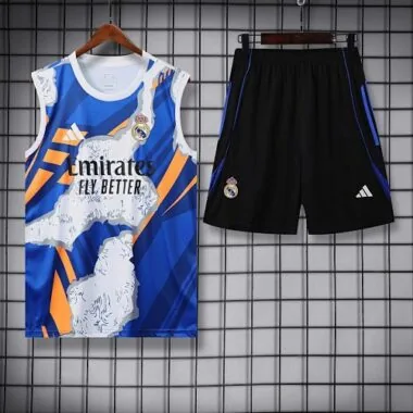 25-26 Real Madrid Beige&amp;Viola Training Kits Football Vest Suits